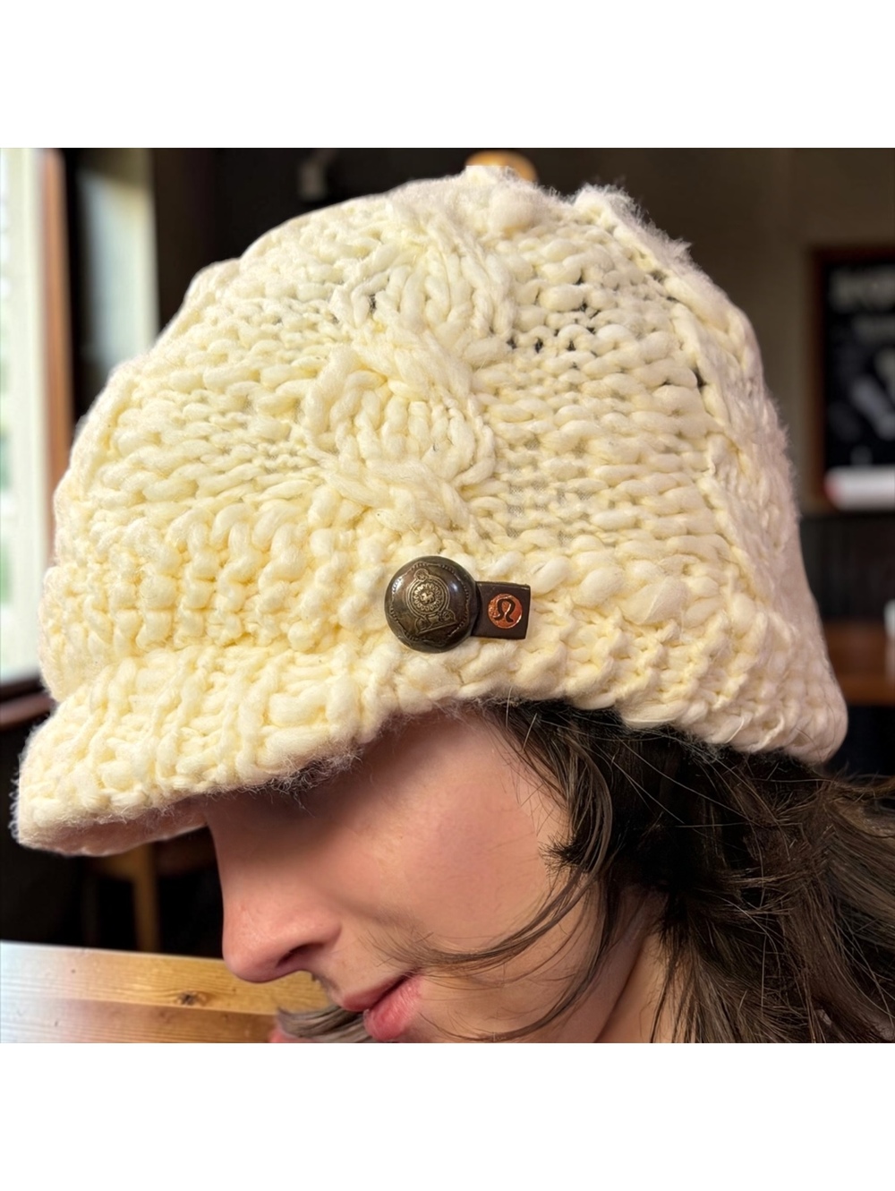 Lululemon Cabled Button Toque Chunky Knit Beanie Ivory Archive Discontinued